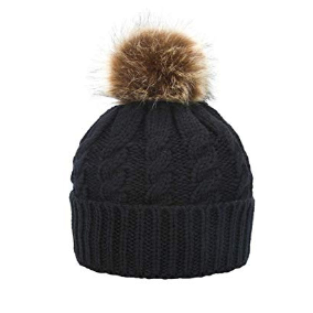 Womens Knit Fur Pom Hat